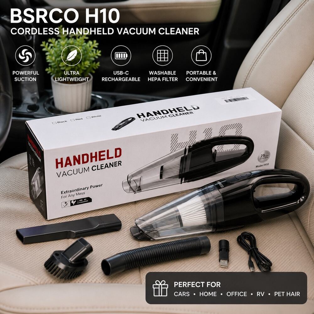 BSRCO H10 Cordless Handheld Vacuum USB-C Rechargeable New Sealed Black